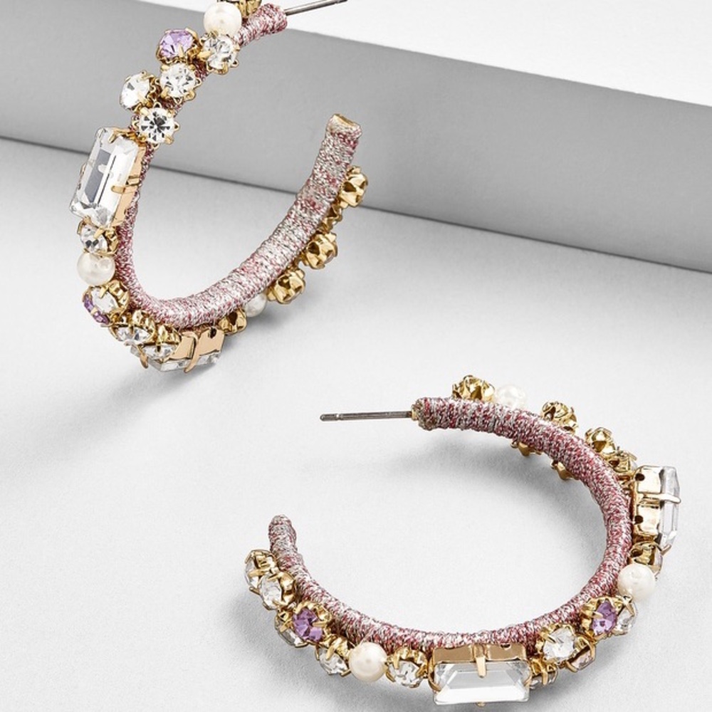 BaubleBar Emmaretta Purple Embellish Hoop earrings